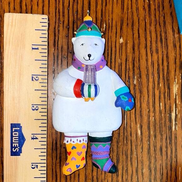 Department 56 Polar Bear Ornament Winter Warm Up Collection Popsicle Funky Socks - Picture 1 of 10